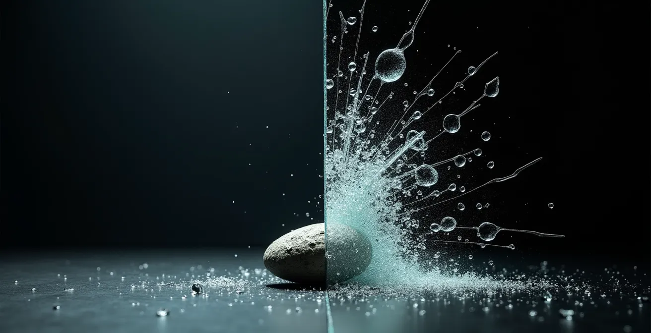 Comparación visual de resistencia entre policarbonato y cristal mineral