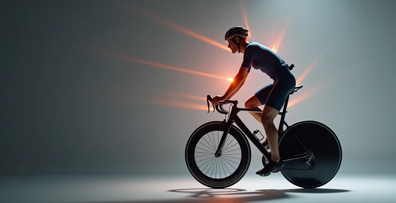 Vista lateral de ciclista mostrando postura correcta sobre bicicleta con geometría apropiada