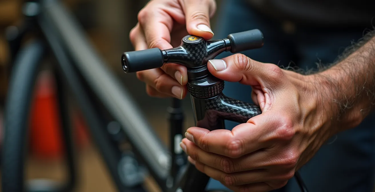 Técnica correcta de sujeción de bomba directa en válvula Presta con apoyo de mano