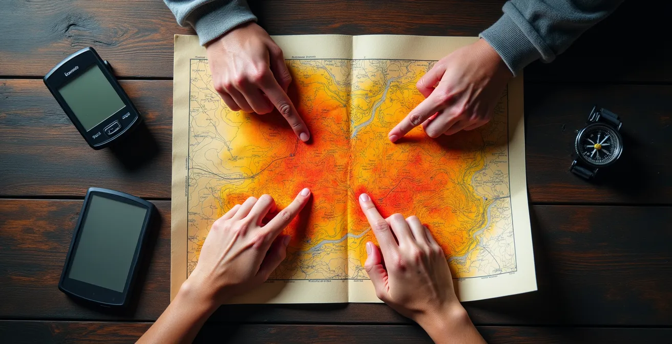 Pantalla de ordenador mostrando mapa de calor con rutas ciclistas populares en España