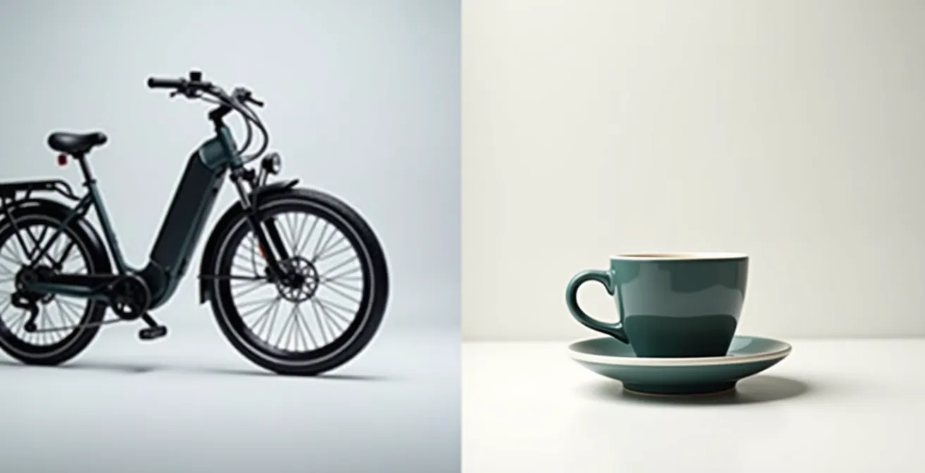 Comparación visual entre extensor de batería y cargador portátil para bicicleta eléctrica