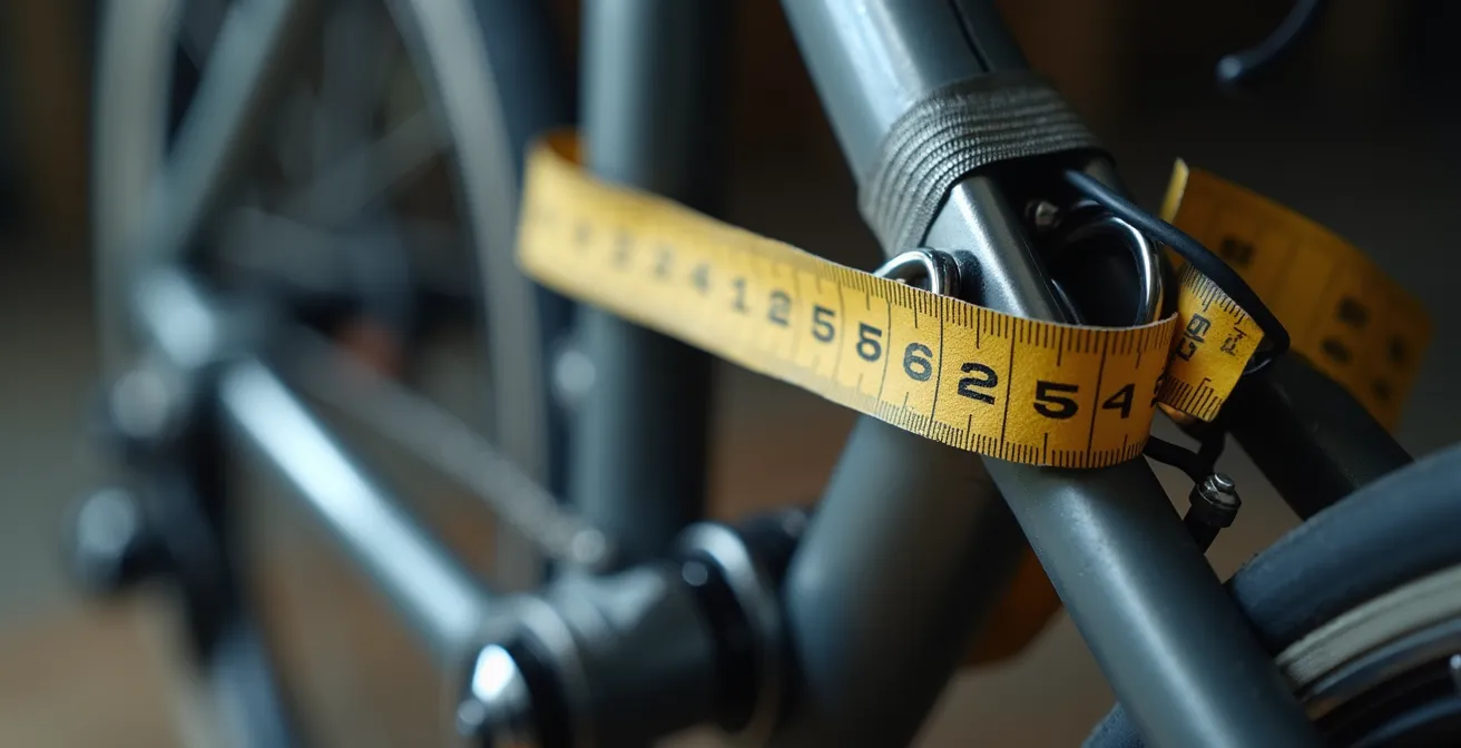 Medición correcta de una bicicleta plegable con cinta métrica para cumplir normativa RENFE